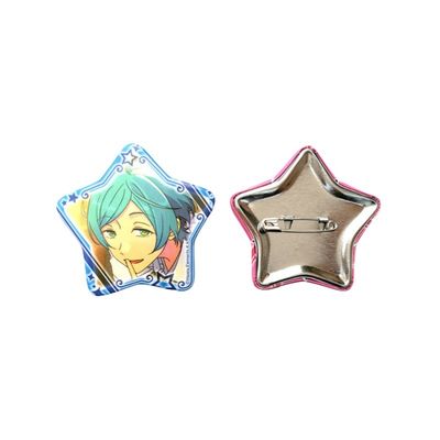 Full Color Printed Star Shape Tinplate Button Pin Badges For Promotion